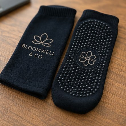 Custom grip socks for corporate wellness programs
