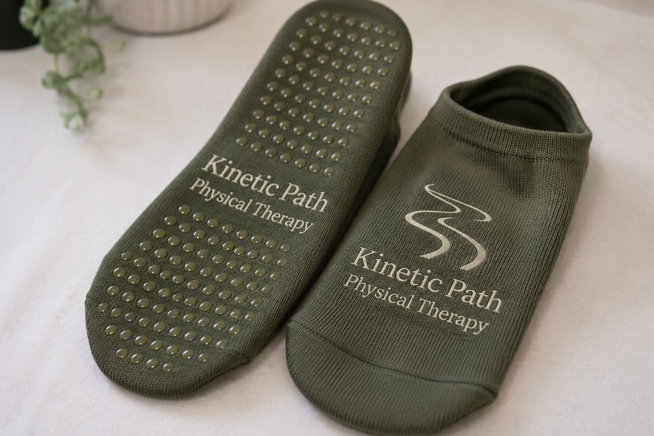 Custom grip socks for physical therapy clinics