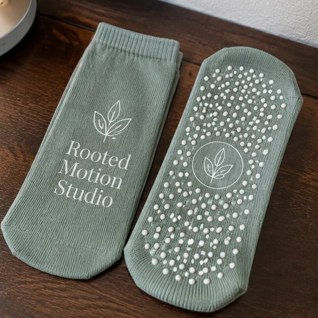 Personalized studio grip socks — customer photo